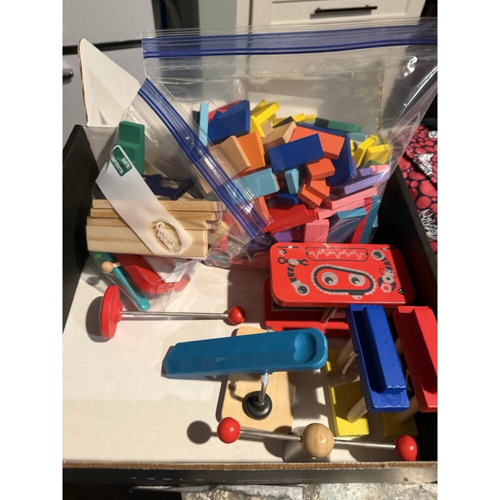 Bulk Colorful Wooden Dominoes 243 Pieces Set For Kids Preowned